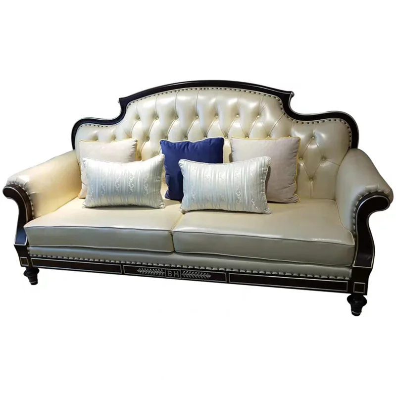 European leather sofa neoclassical light luxury American sofa combination small apartment living room ebony furniture
European leather sofa neoclassical light luxury American sofa combination small apartment living room ebony furniture