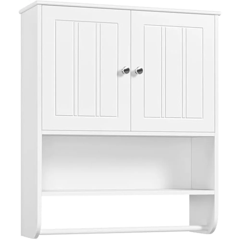 Bathroom Wall Cabinet with Towel Rack and Open Shelf, Medicine Cabinet with Double Doors, Hanging Kitchen Cupboard
Bathroom Wall Cabinet with Towel Rack and Open Shelf, Medicine Cabinet with Double Doors, Hanging Kitchen Cupboard