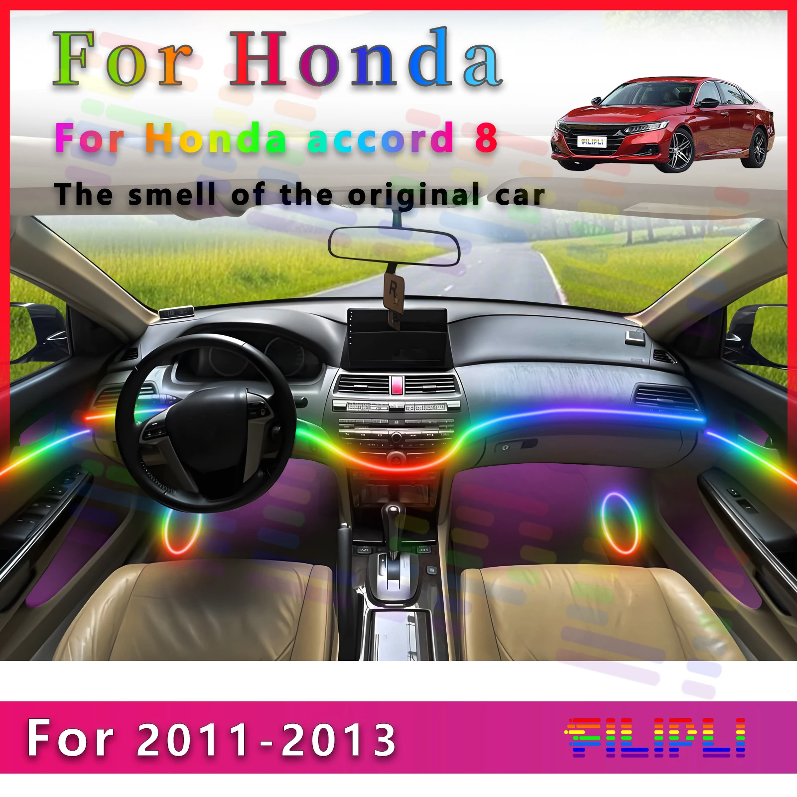 For Honda Accord 8th Gen Interior 64 Colors LED Acrylic Ambient Light Strip Lamp with APP Adjustment and Multiple Lighting Style
For Honda Accord 8th Gen Interior 64 Colors LED Acrylic Ambient Light Strip Lamp with APP Adjustment and Multiple Lighting Style