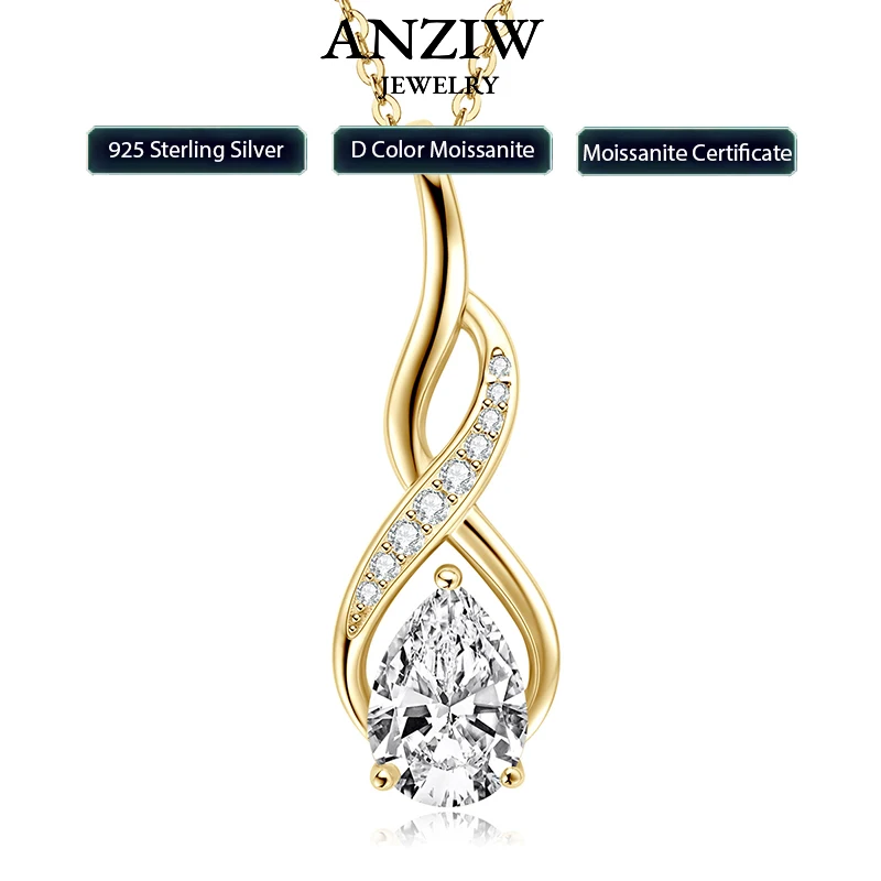 Anziw 7x10mm 2ct Pear Cut Moissanite Infinity Pendant Necklace for Women 925 Sterling Silver Adjustable Chain Fine Jewelry Gift
Anziw 7x10mm 2ct Pear Cut Moissanite Infinity Pendant Necklace for Women 925 Sterling Silver Adjustable Chain Fine Jewelry Gift
