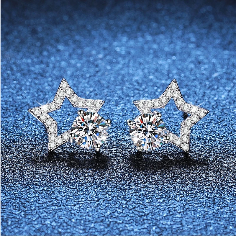 S925 pure silver earrings with moissanite earrings, fashionable star studded earrings for women in D color, 1 carat moissanite e
S925 pure silver earrings with moissanite earrings, fashionable star studded earrings for women in D color, 1 carat moissanite e