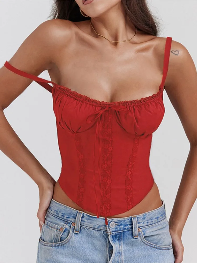 Sexy Lace Tank Top Summer Fashion Hotsweet Strapless Off Shoulder Sleeveless Vest Holiday Party Slim Backless Lace-up Camisole
Sexy Lace Tank Top Summer Fashion Hotsweet Strapless Off Shoulder Sleeveless Vest Holiday Party Slim Backless Lace-up Camisole