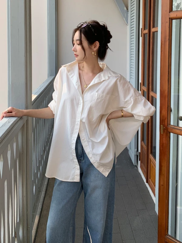 White Casual Loose Women's irt Chic Long Sve Faionable Korean Sle Polyester Fiber Thin Autumn Top for Girls
White Casual Loose Women's irt Chic Long Sve Faionable Korean Sle Polyester Fiber Thin Autumn Top for Girls