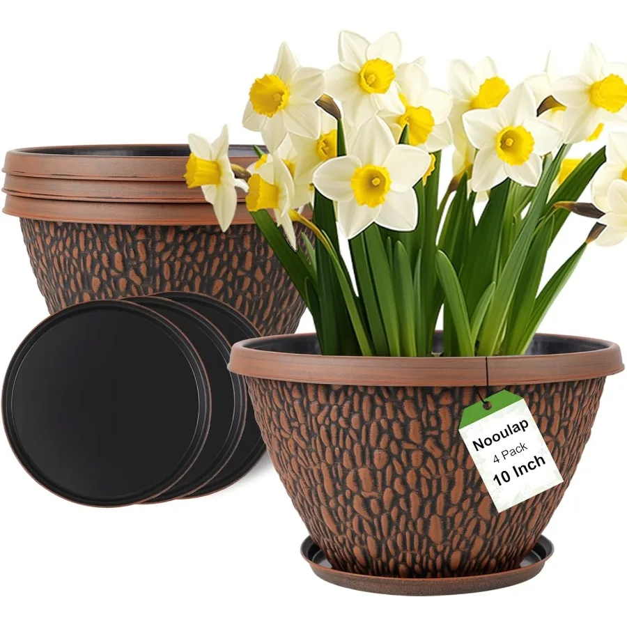 4 Pack 10 Inch Plant Pot Flower Pots Outdoor with Drainage Hole Tray Thickened Plastic Planters for Indoor Outdoor Plants Light
4 Pack 10 Inch Plant Pot Flower Pots Outdoor with Drainage Hole Tray Thickened Plastic Planters for Indoor Outdoor Plants Light