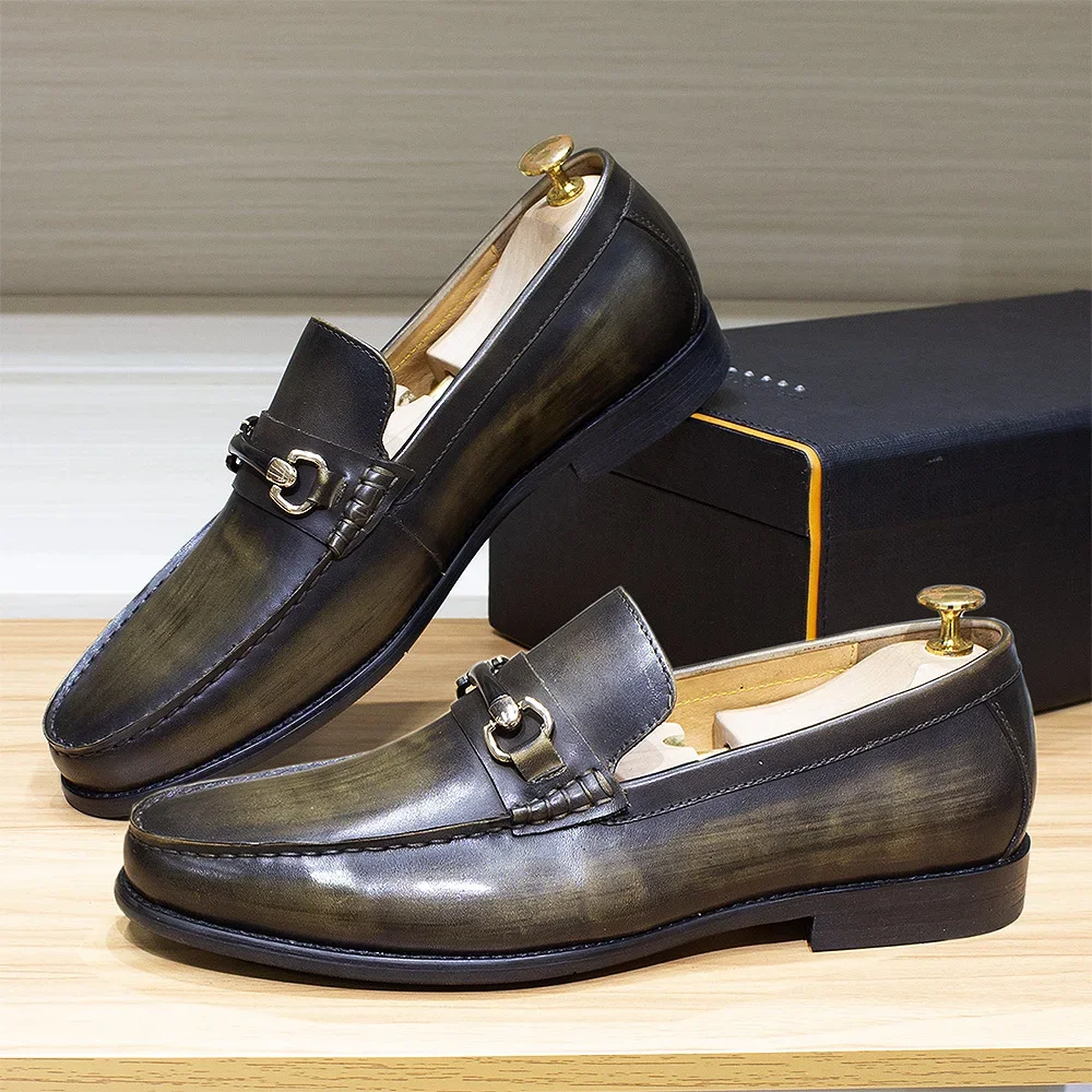 Classic Men's Loafers Genuine Leather Handmade Metal Chain Casual Business Dress Shoes Fashion Party Wedding Footwear for Men
Classic Men's Loafers Genuine Leather Handmade Metal Chain Casual Business Dress Shoes Fashion Party Wedding Footwear for Men