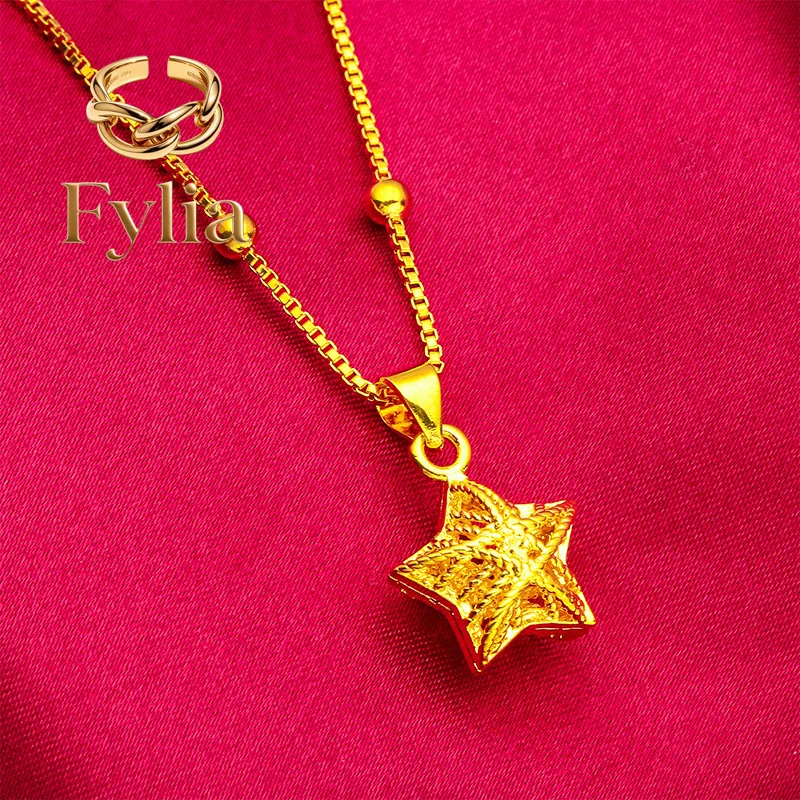 Fylia Jewelry Hollow Star Pendant Fine Chain for Women, 24K Gold, AU999 | Polished star cutouts on delicate chain, radiant for
Fylia Jewelry Hollow Star Pendant Fine Chain for Women, 24K Gold, AU999 | Polished star cutouts on delicate chain, radiant for