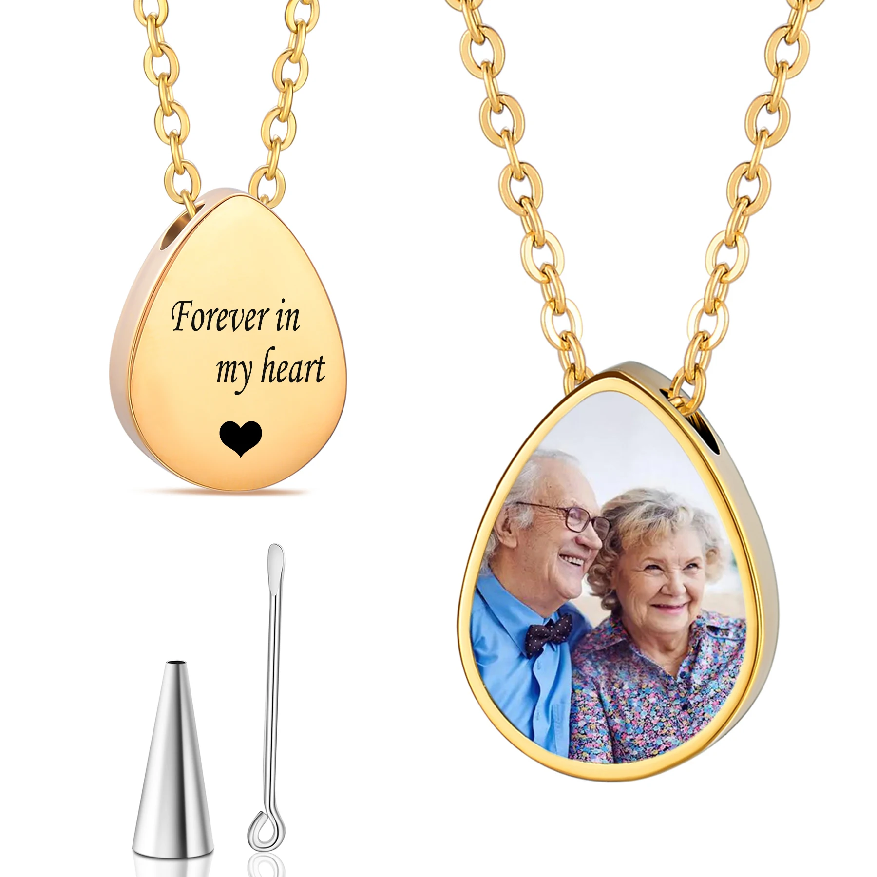 Personalized Ashes Necklace Custom Photo&Text Stainless Steel Teardrop Cremation Keepsake Jewelry Gift for Human Pet Ashes
Personalized Ashes Necklace Custom Photo&Text Stainless Steel Teardrop Cremation Keepsake Jewelry Gift for Human Pet Ashes