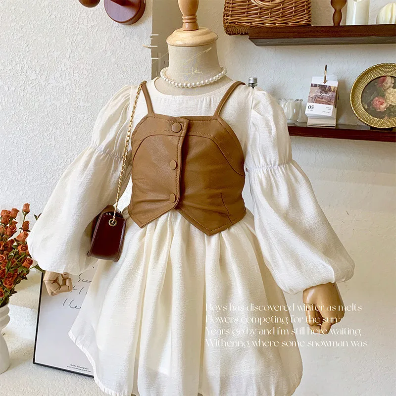 2PCS Girl Dress New Autumn Spring Children Girl Long Sleeve White Cotton Dress and Vest Suit Dresses Kids Baby Vestido for 2-12y
2PCS Girl Dress New Autumn Spring Children Girl Long Sleeve White Cotton Dress and Vest Suit Dresses Kids Baby Vestido for 2-12y