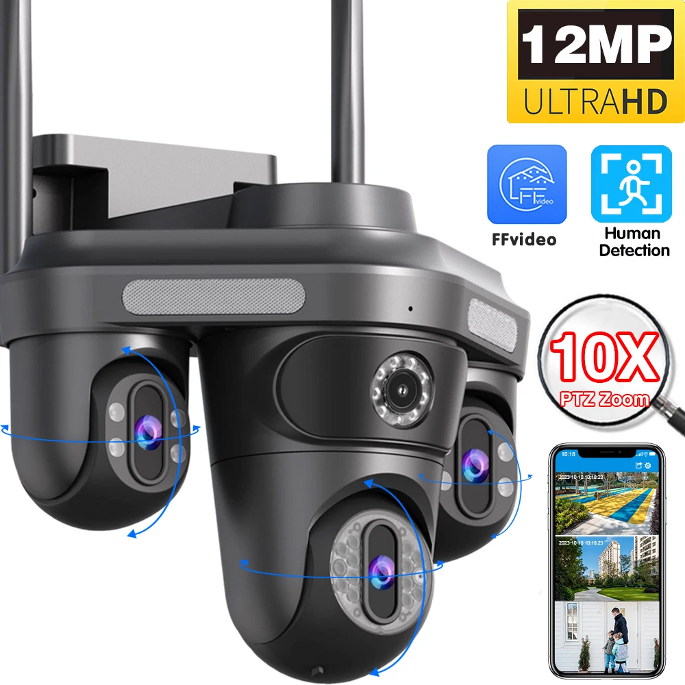 16MP 6K 3-Lens Outdoor PTZ Two Way Audio CCTV Security Camerawith AI Tracking Wifi Security Camera Cloud Storage for IP C360
16MP 6K 3-Lens Outdoor PTZ Two Way Audio CCTV Security Camerawith AI Tracking Wifi Security Camera Cloud Storage for IP C360