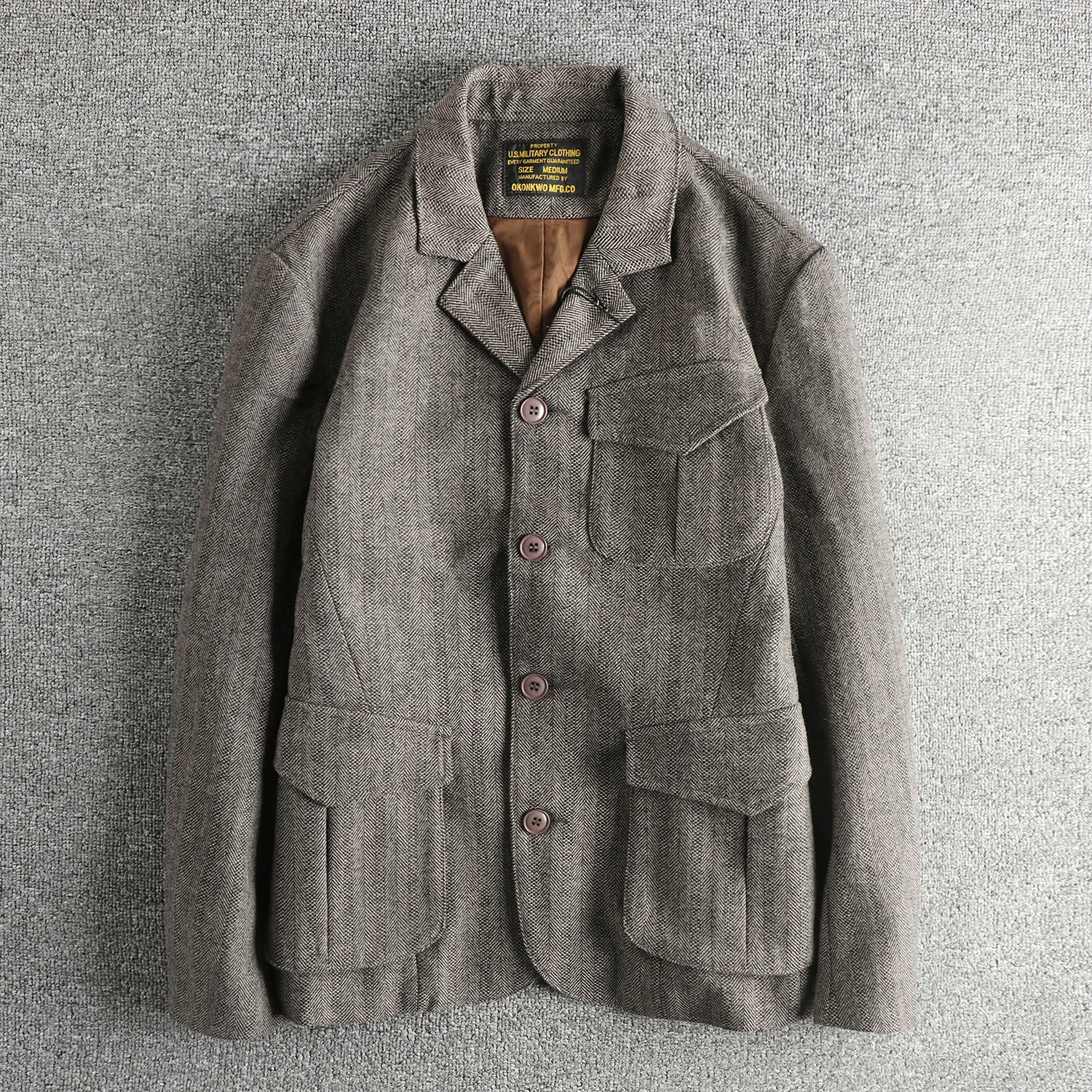 Thick Wool Blend Workwear Jacket American Retro Style Pocket Detailing Weave Pattern Casual Suit Coat for Men Autumn Wear
Thick Wool Blend Workwear Jacket American Retro Style Pocket Detailing Weave Pattern Casual Suit Coat for Men Autumn Wear