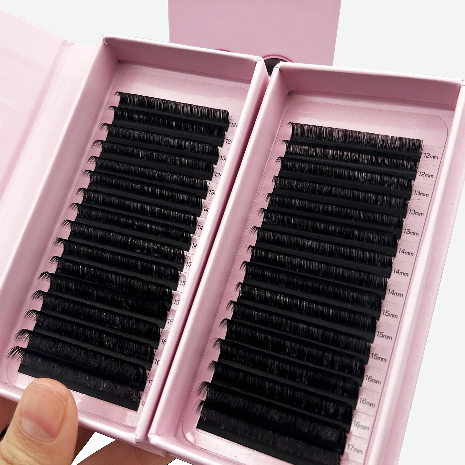 10 boxesPrivate Label Lash Individual Russian Volume Loose Base Eyelash Extensions Mink Silk Russian Individual Volume Lash Tray