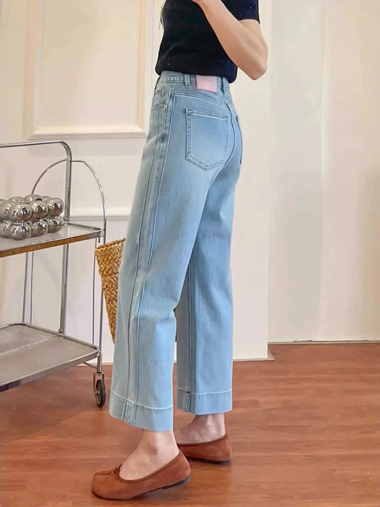 Women's High Waisted Straight Leg Jeans Side Seam Denim Pants Cropped Ankle Length Y2K Retro Classic Blue & White Trousers
Women's High Waisted Straight Leg Jeans Side Seam Denim Pants Cropped Ankle Length Y2K Retro Classic Blue & White Trousers