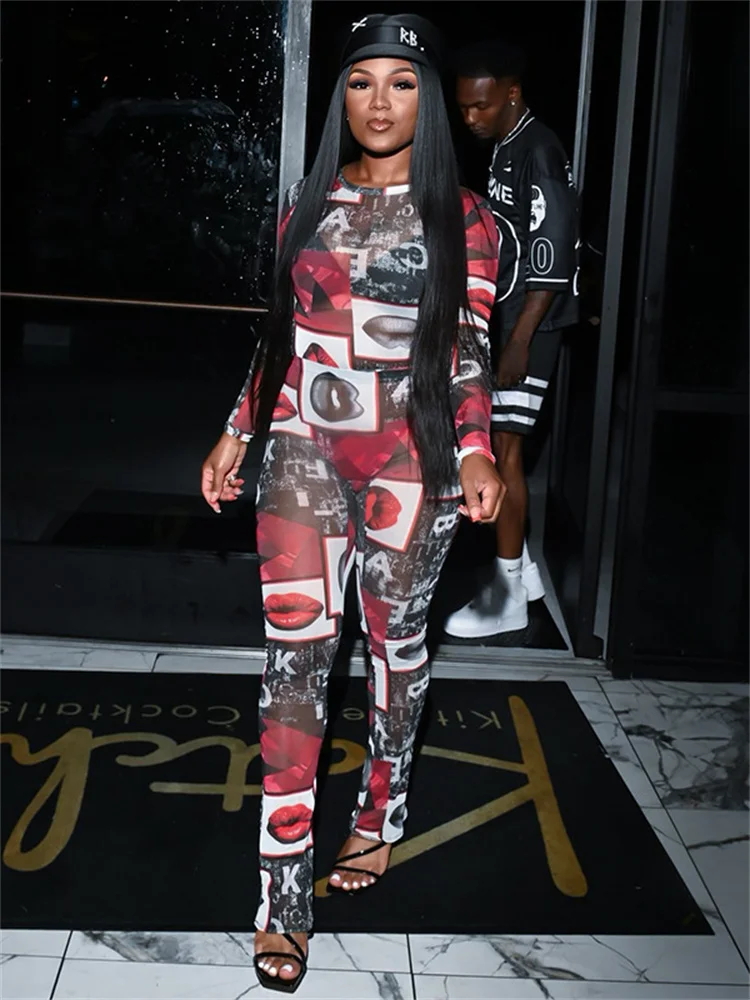 Женский комплект из двух предметов с принтом губ Nibber, прозрачная сексуальная эластичная футболка с длинными рукавами + узкие брюки, уличные одинаковые костюмы
Женский комплект из двух предметов с принтом губ Nibber, прозрачная сексуальная эластичная футболка с длинными рукавами + узкие брюки, уличные одинаковые костюмы