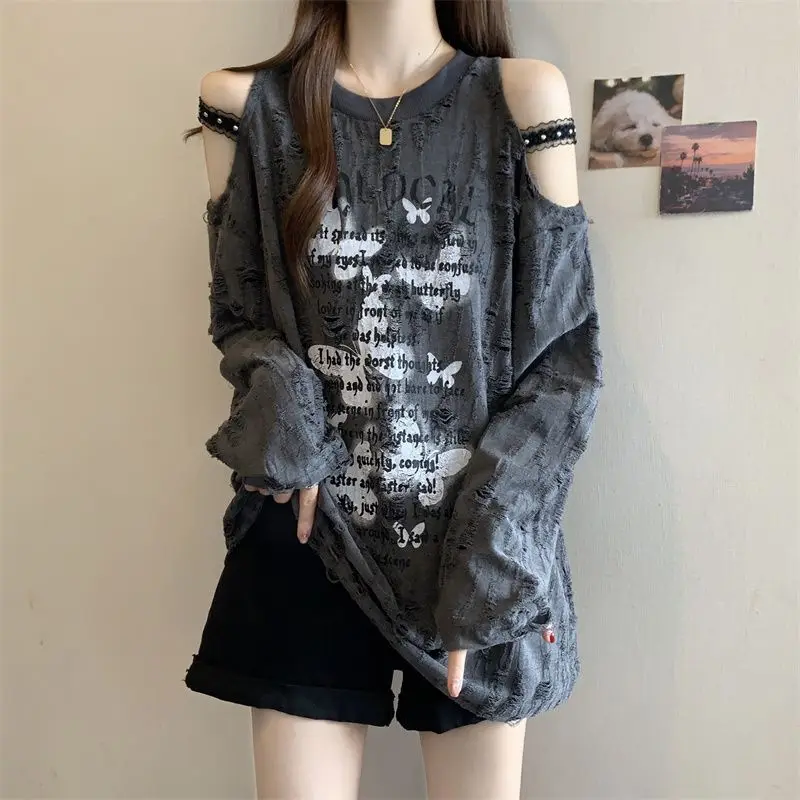 Sweet Cool Sexy Off Shoulder Long Sleeve T Shirt Women 2026 Spring Summer New Arrival Loose Fit Slimming Butterfly Print Top
Sweet Cool Sexy Off Shoulder Long Sleeve T Shirt Women 2026 Spring Summer New Arrival Loose Fit Slimming Butterfly Print Top