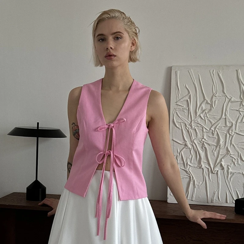 2026 Summer New Hot Selling Design Pink Strap V-neck Sleeveless Waist for Women
2026 Summer New Hot Selling Design Pink Strap V-neck Sleeveless Waist for Women