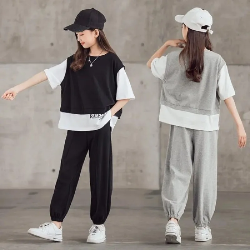 Summer Girls Cotton Patchwork Work t-Shirt Tops+Sweatpant Children Tracksuit School Kids 2PCS Outfit Jogging Sets 5-16 Years
Summer Girls Cotton Patchwork Work t-Shirt Tops+Sweatpant Children Tracksuit School Kids 2PCS Outfit Jogging Sets 5-16 Years