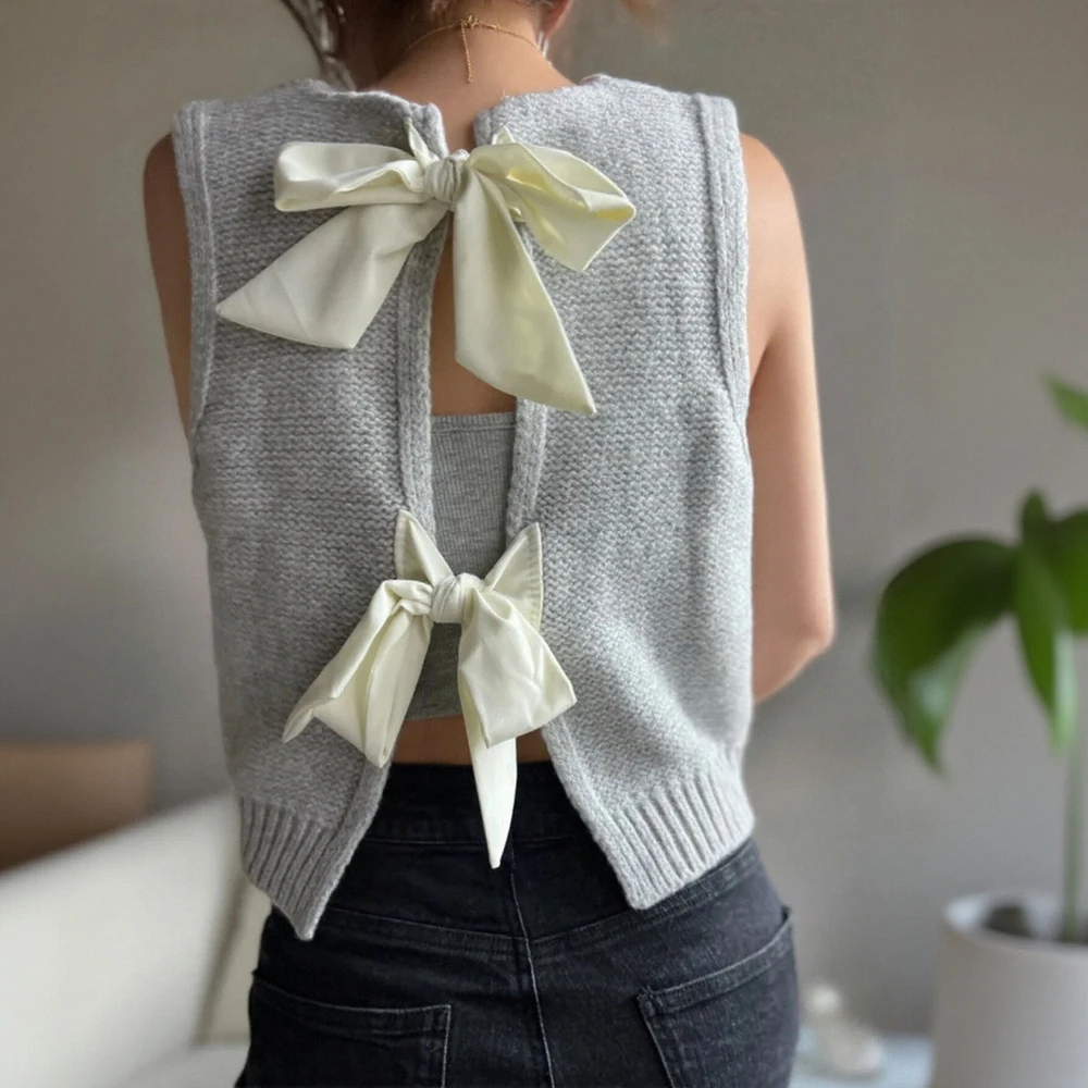 Женский облегающий жилет без рукавов, однотонный дизайн с бантом на спине, осенний офисный топ
Женский облегающий жилет без рукавов, однотонный дизайн с бантом на спине, осенний офисный топ