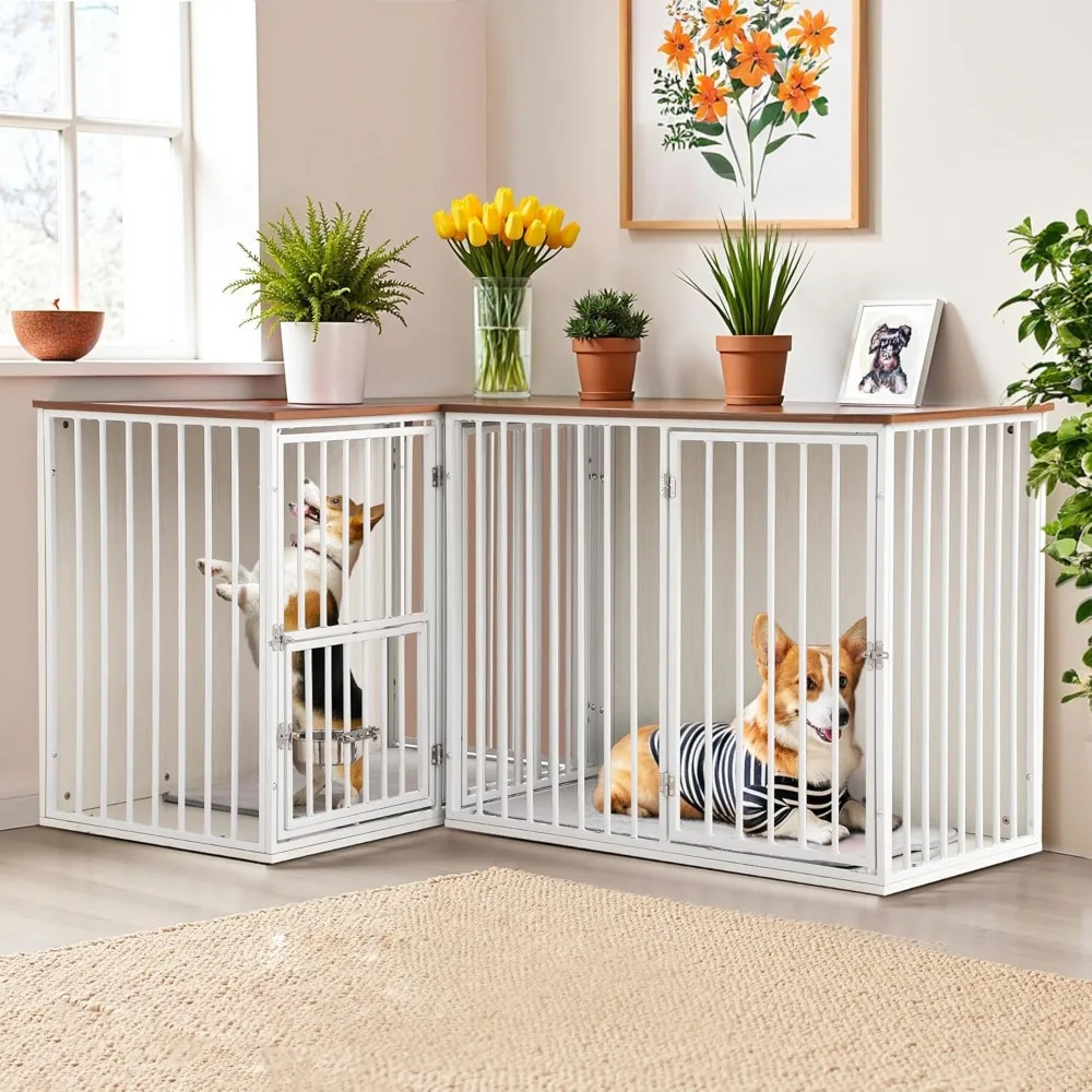 Masterpiece Dog Crate Furniture For 2 Dogs, Corner Heavy Duty Double Dog Kennel Furniture With Divider, Indoor Wooden Dogs Crat
Masterpiece Dog Crate Furniture For 2 Dogs, Corner Heavy Duty Double Dog Kennel Furniture With Divider, Indoor Wooden Dogs Crat