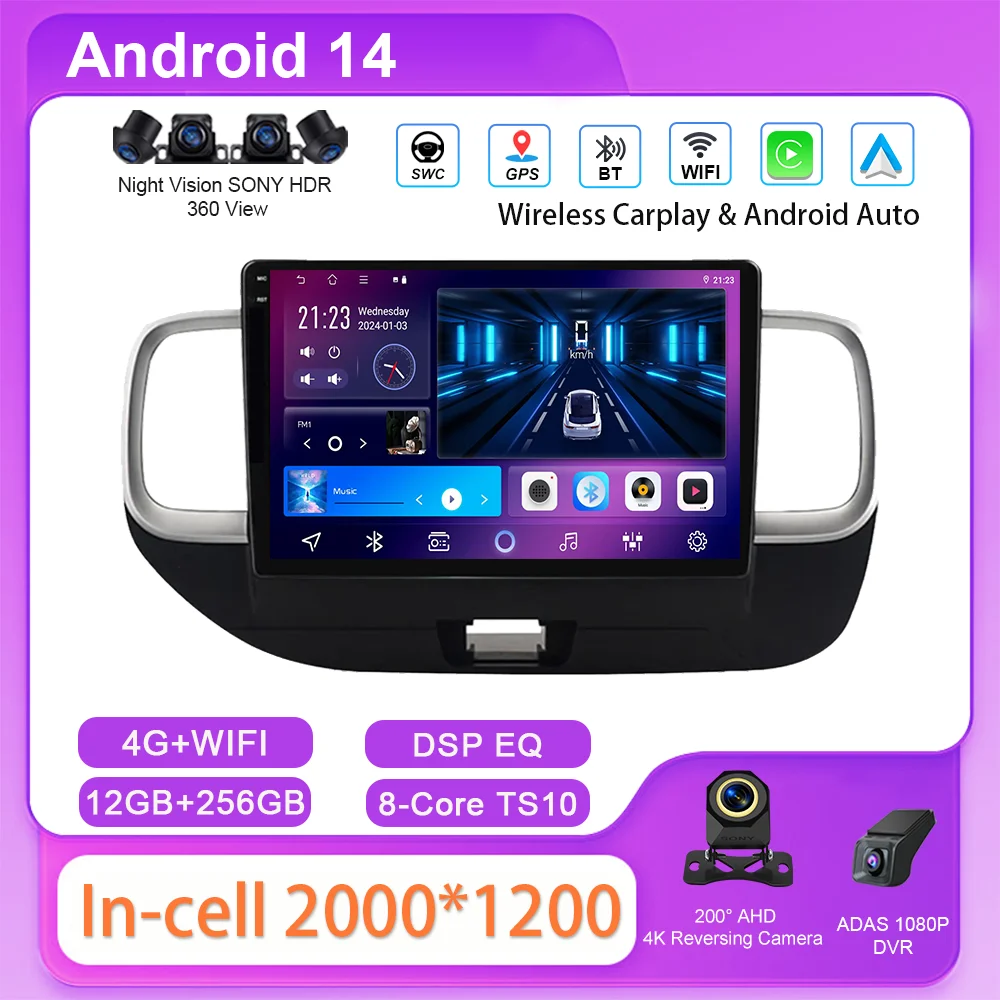 Автомобильный DVD-радио Android 14, стерео для Hyundai Venue 2019 2020, автоматический мультимедийный плеер, сенсорный экран, GPS-навигация, Carplay QLED 2Din
Автомобильный DVD-радио Android 14, стерео для Hyundai Venue 2019 2020, автоматический мультимедийный плеер, сенсорный экран, GPS-навигация, Carplay QLED 2Din