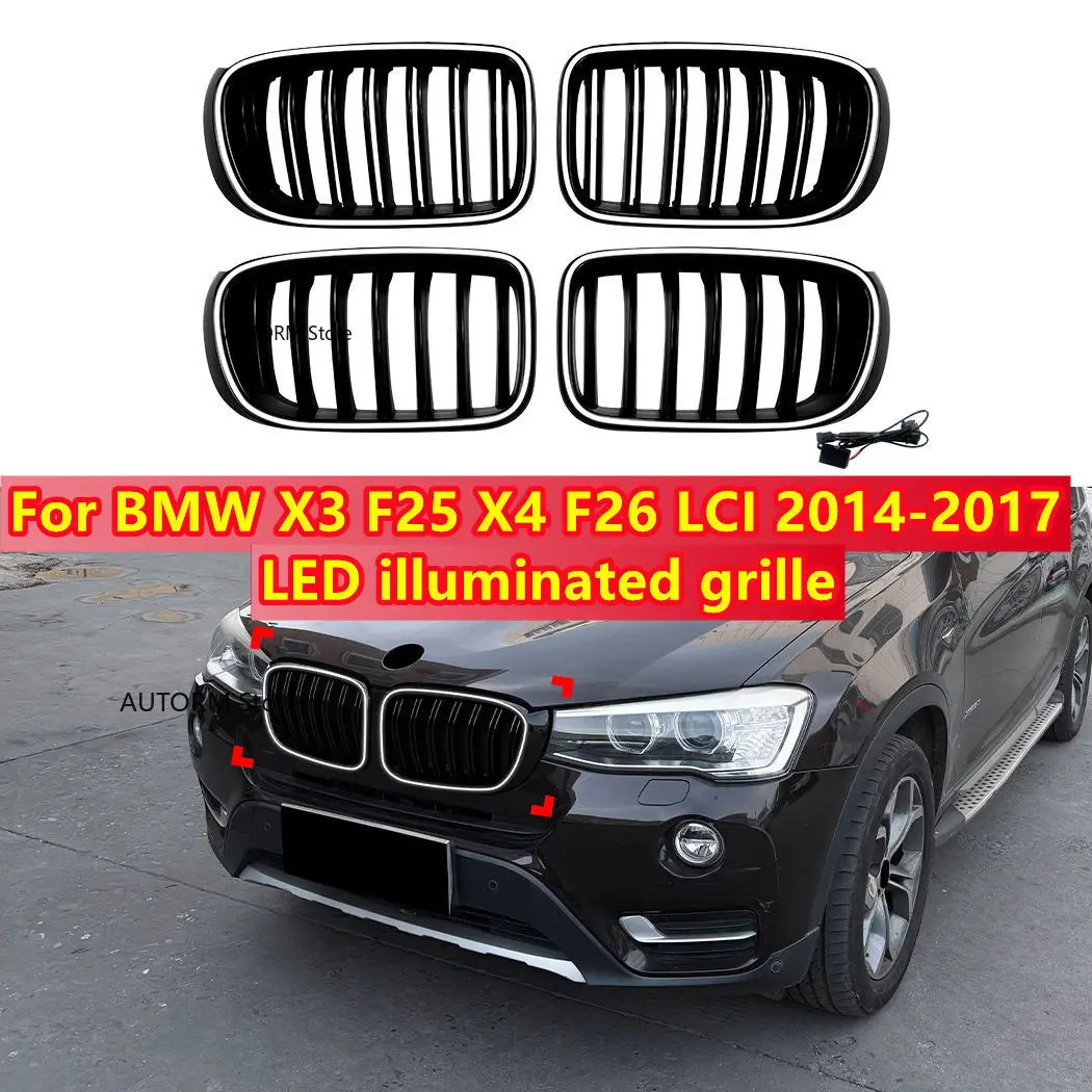 Replacement Front LED Grille For BMW X3 X4 F25 F26 2015 2016 2017 Front Bumper Kidney Light Racing Grille Glossy Black
Replacement Front LED Grille For BMW X3 X4 F25 F26 2015 2016 2017 Front Bumper Kidney Light Racing Grille Glossy Black