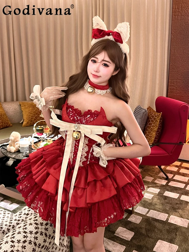 Christmas Party Red Dresses 2025 New Girl's Slim Fit Tube Top Mini Dress Women's Anniversary Birthday Party Princess Dress
Christmas Party Red Dresses 2025 New Girl's Slim Fit Tube Top Mini Dress Women's Anniversary Birthday Party Princess Dress