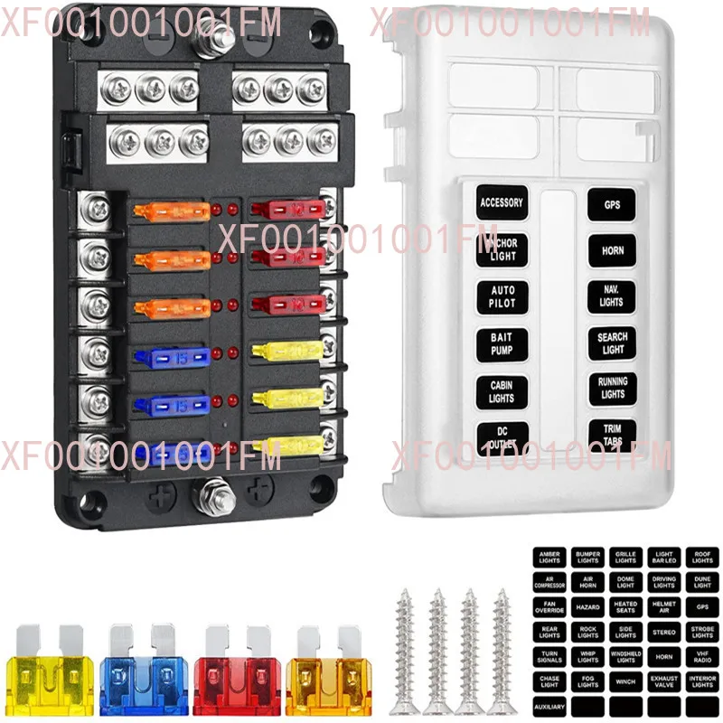 Automotive multi-way fuse box 12-way positive and negative insert screw
Automotive multi-way fuse box 12-way positive and negative insert screw