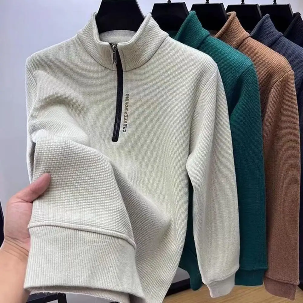 Fall Winter Men Sweatshirt Zipper Stand Collar Long Sleeves Knitted Top Solid Color Thick Elastic Mid Length Pullover top
Fall Winter Men Sweatshirt Zipper Stand Collar Long Sleeves Knitted Top Solid Color Thick Elastic Mid Length Pullover top