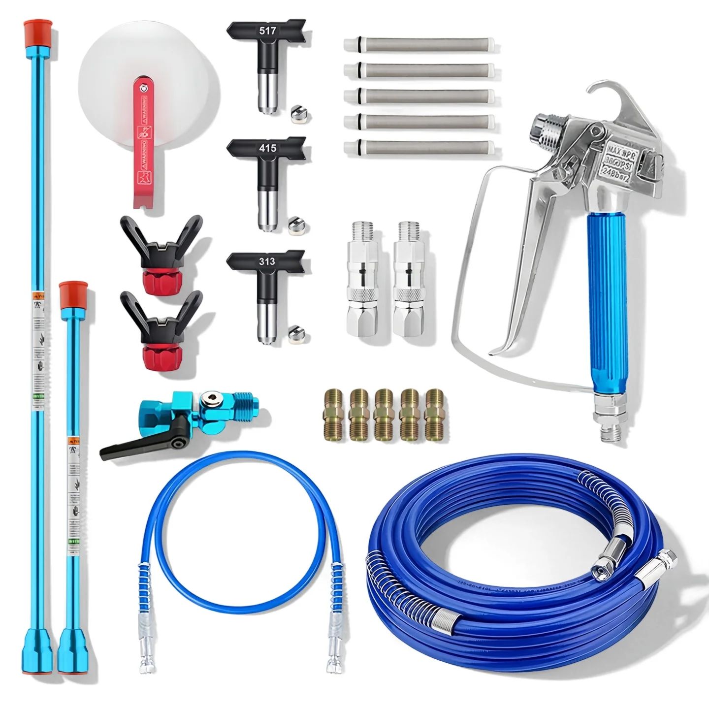 High Pressure Airless Paint Spray Gun Kit 10m Hose 5 Nozzles 2 Extension Poles Full Set Home Wall Fence Spraying Accessories
High Pressure Airless Paint Spray Gun Kit 10m Hose 5 Nozzles 2 Extension Poles Full Set Home Wall Fence Spraying Accessories