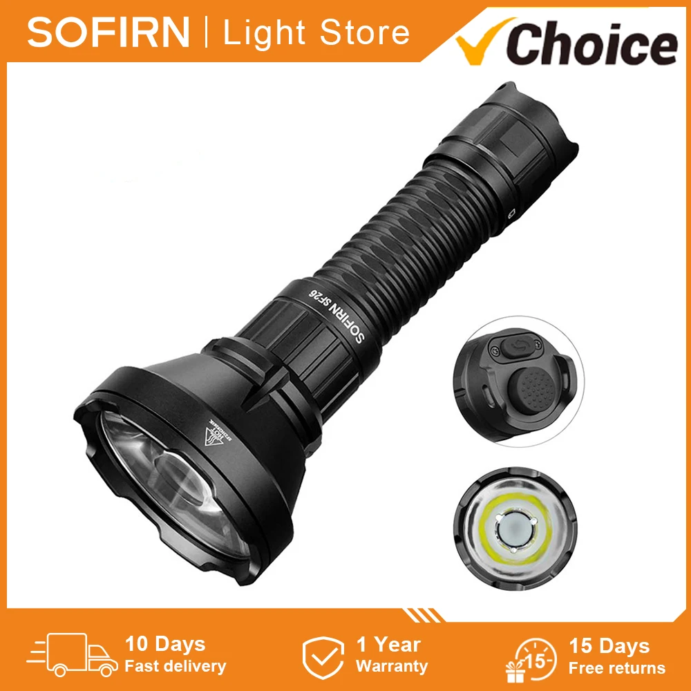 Sofirn SF26 21700 Tactical Flashlight 2000lm 964m Long-Range USB C Rechargeable Torch with Double Tail Switch IPX-8
Sofirn SF26 21700 Tactical Flashlight 2000lm 964m Long-Range USB C Rechargeable Torch with Double Tail Switch IPX-8
