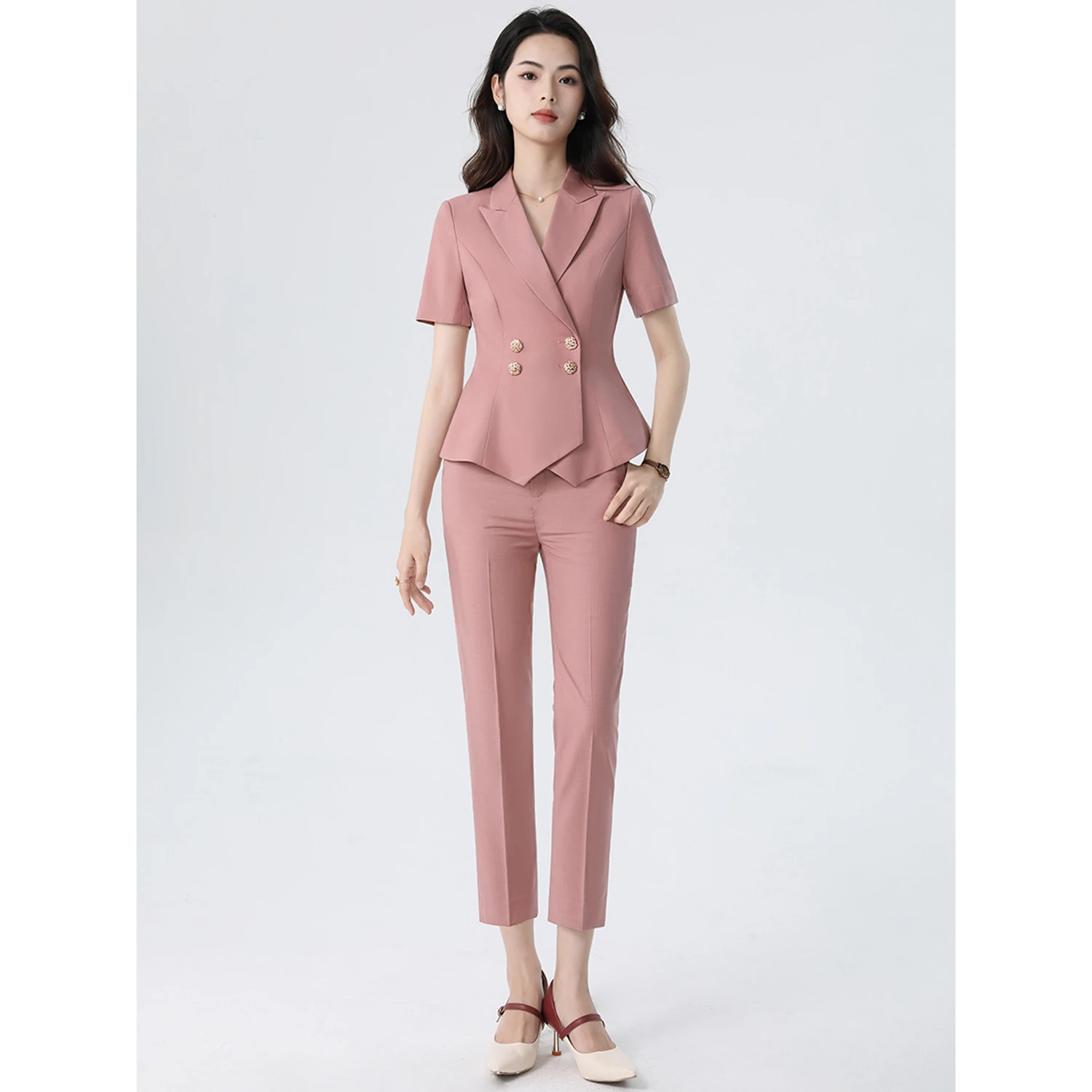 Allingentle Pink Women's Suit Slim Fit Pantsuit 2 Piece Suit Double-Breasted Blazer Outfit for Casual Office Customize
Allingentle Pink Women's Suit Slim Fit Pantsuit 2 Piece Suit Double-Breasted Blazer Outfit for Casual Office Customize