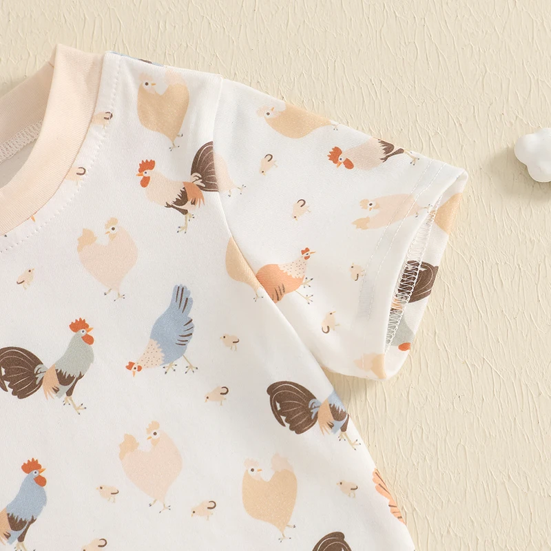 Baby Girls Boys Summer Outfits Short Sleeve Chick Print Tops and Shorts Sets with O Neck Design for Toddlers
Baby Girls Boys Summer Outfits Short Sleeve Chick Print Tops and Shorts Sets with O Neck Design for Toddlers
