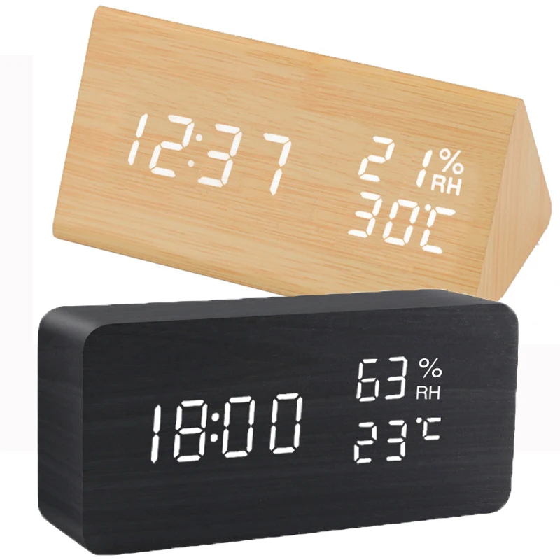Alarm Clock LED Wooden Digital Table Clocks Voice Control Temperature Display Desktop Electronic Clock Home Office Decoration
Alarm Clock LED Wooden Digital Table Clocks Voice Control Temperature Display Desktop Electronic Clock Home Office Decoration