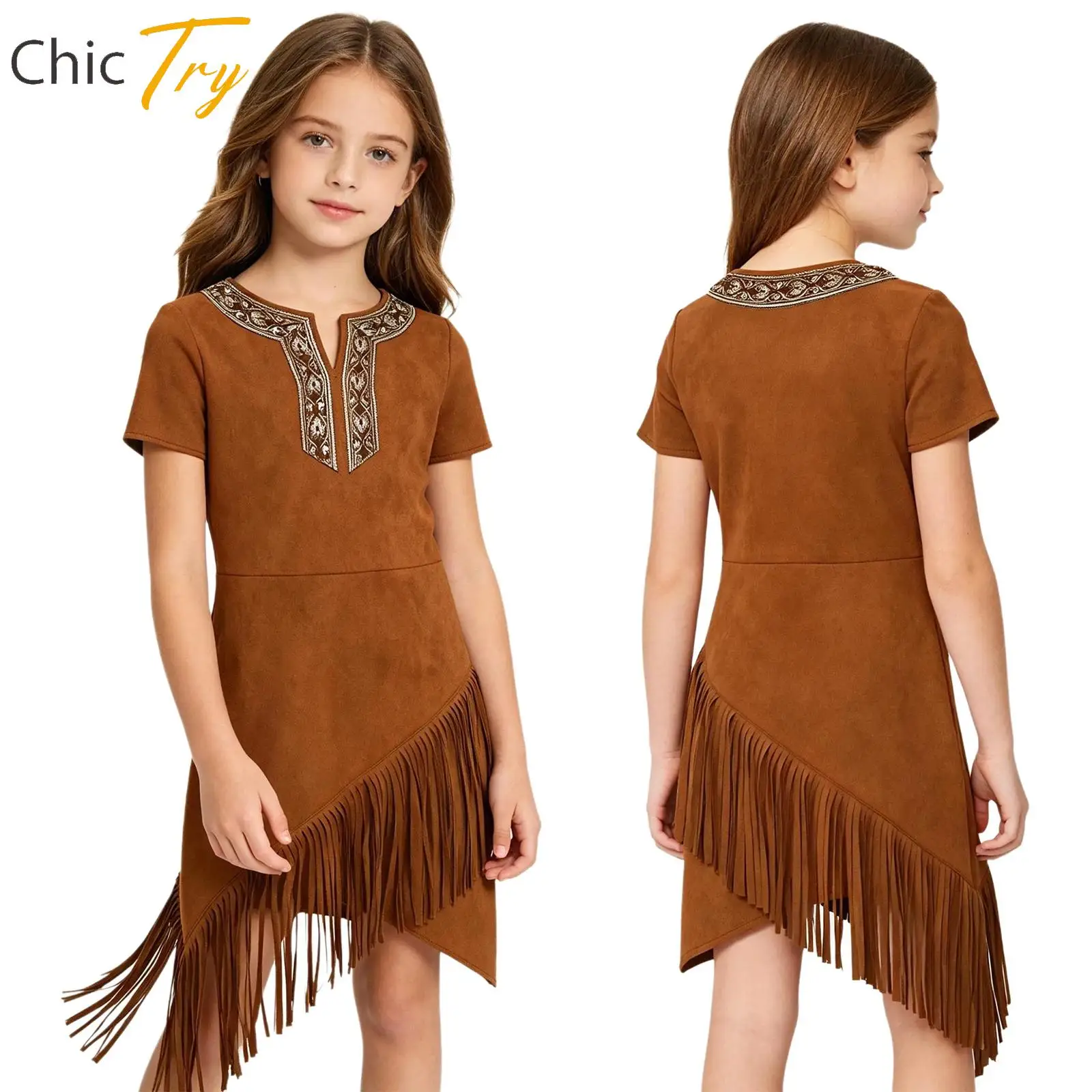 Halloween Indian Indigenous Costume Girls Savage Native American Cosplay Dress Short Sleeve Tassel Indians Princess Dress Up
Halloween Indian Indigenous Costume Girls Savage Native American Cosplay Dress Short Sleeve Tassel Indians Princess Dress Up