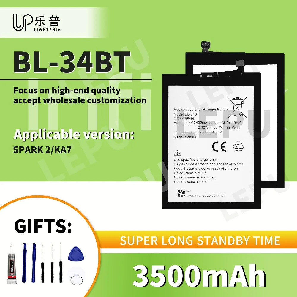 TECNO SPARK 2 Phone Battery BL-34BT 3500mAh Original Battery with Free Tools INFINIX TECNO SPARK 2 Replacement Battery BL-34BT
TECNO SPARK 2 Phone Battery BL-34BT 3500mAh Original Battery with Free Tools INFINIX TECNO SPARK 2 Replacement Battery BL-34BT