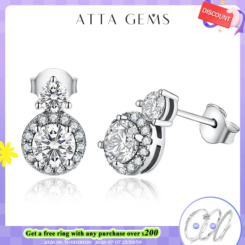 ATTAGEMS New VVS1 D Color Round Cut Earrings for Women Test Passed Moissanite Diamond 925 Sterling Silver Earrings Fine Jewelry
ATTAGEMS New VVS1 D Color Round Cut Earrings for Women Test Passed Moissanite Diamond 925 Sterling Silver Earrings Fine Jewelry
