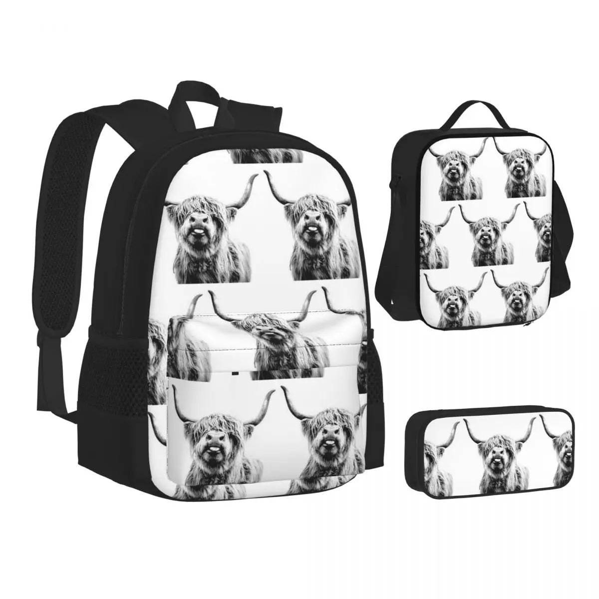 Highland Cattle Scottish Hairy Highland Cow Backpacks Bookbag School Bags Kids Rucksack Lunch Bag Pen Bag Three-Piece Set
Highland Cattle Scottish Hairy Highland Cow Backpacks Bookbag School Bags Kids Rucksack Lunch Bag Pen Bag Three-Piece Set