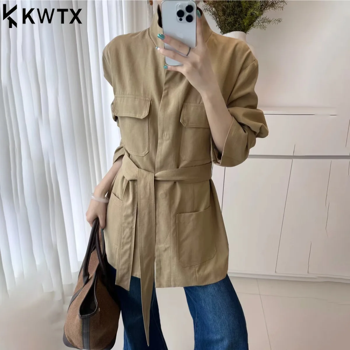KWTX Women's Casual Blazer Jacket Stand Collar Snap Button Belted Slim Fit Elegant Comfortable Lightweight Spring Summer 2025
KWTX Women's Casual Blazer Jacket Stand Collar Snap Button Belted Slim Fit Elegant Comfortable Lightweight Spring Summer 2025