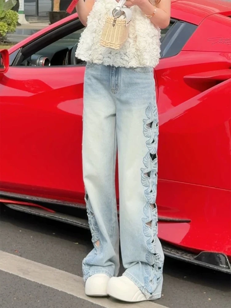 Blue Heavy Embroidery Wide Leg Denim Jeans Women's Summer New Design Loose Straight Floor-Length Pants High Waist Straight Cut
Blue Heavy Embroidery Wide Leg Denim Jeans Women's Summer New Design Loose Straight Floor-Length Pants High Waist Straight Cut