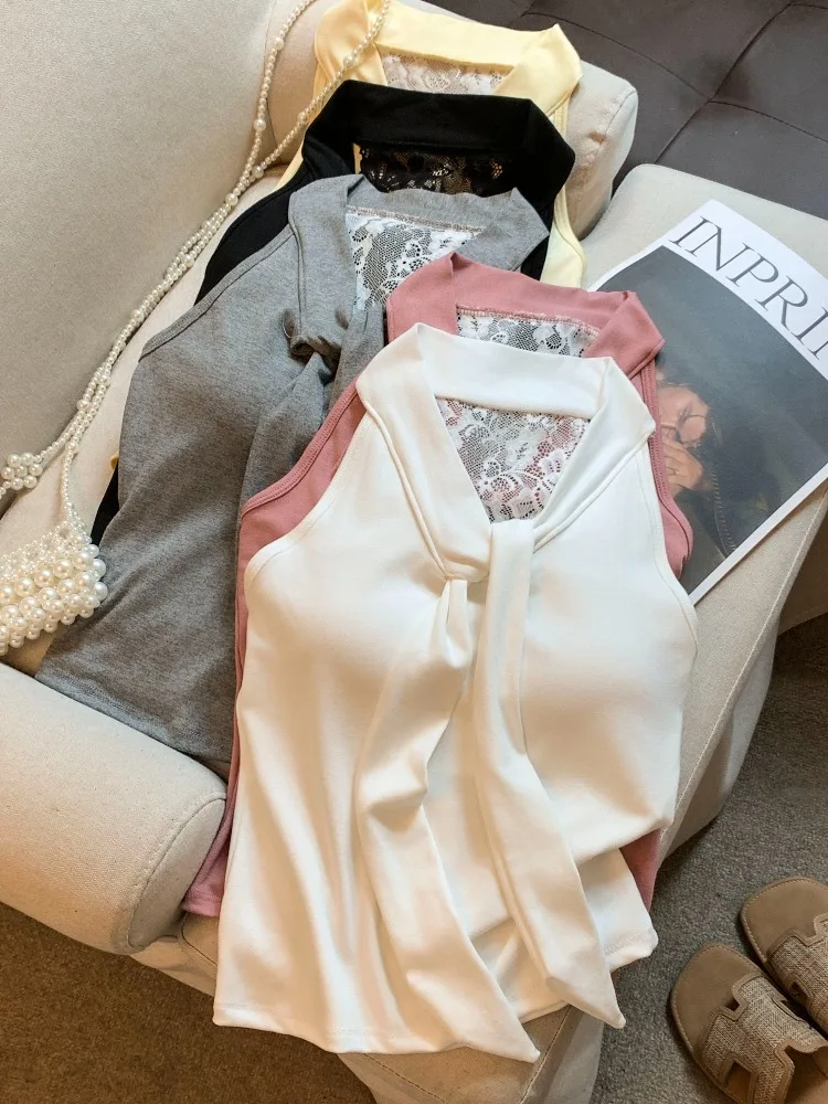 Spicy Girl Lace Patchwork Halter Vest with Chest Pad Slimming Belt Spring Summer Sleeveless Top for plus Size Women
Spicy Girl Lace Patchwork Halter Vest with Chest Pad Slimming Belt Spring Summer Sleeveless Top for plus Size Women