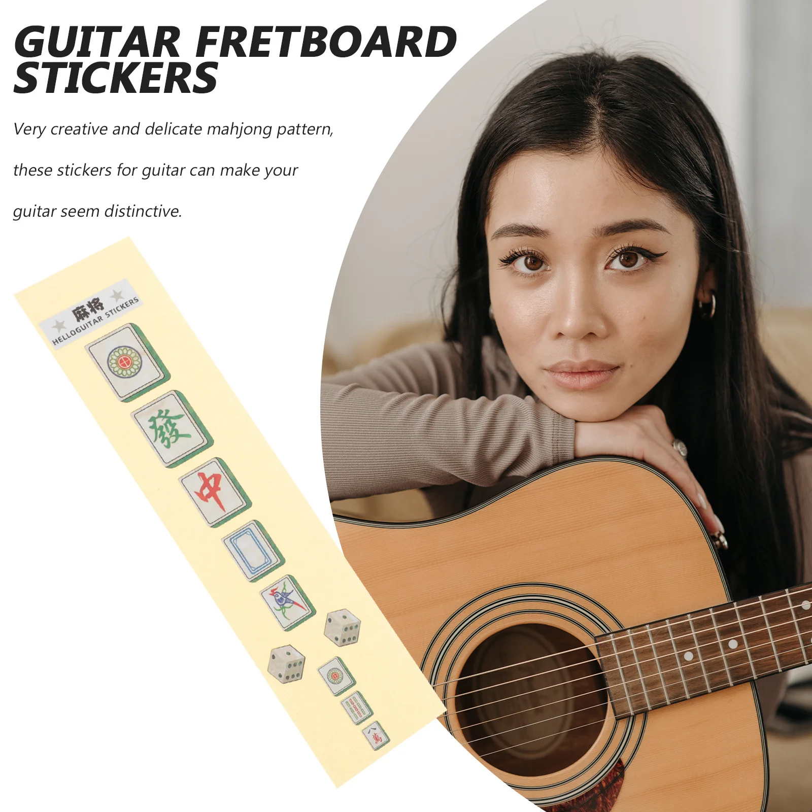 Guitar Fretboard Stickers Durable Mahjong Pattern Self-Adhesive Decals for Electric Acoustic Guitars and Laptops
Guitar Fretboard Stickers Durable Mahjong Pattern Self-Adhesive Decals for Electric Acoustic Guitars and Laptops