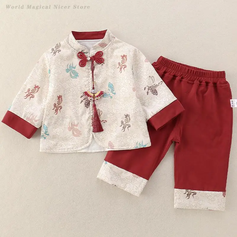 New Chinese Style Tang Suit Spring Autumn Hanfu New Year Clothes Baby Kids Girl Chinese Traditional Hundred Days One Year Outfit
New Chinese Style Tang Suit Spring Autumn Hanfu New Year Clothes Baby Kids Girl Chinese Traditional Hundred Days One Year Outfit