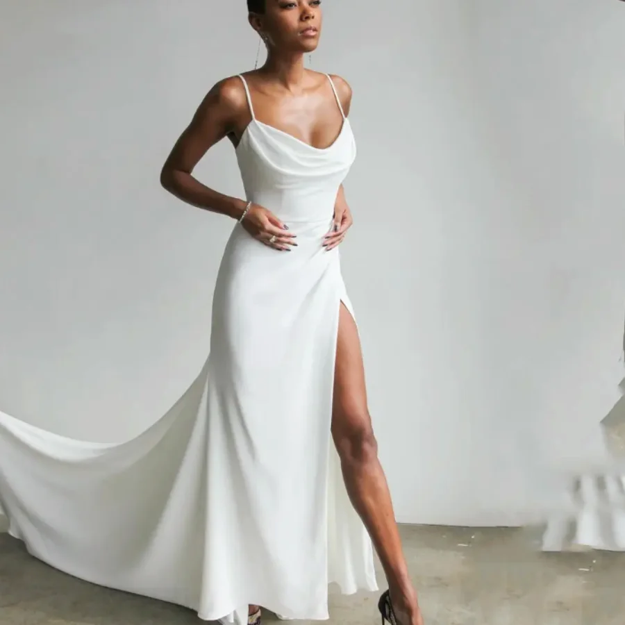 Wedding Dresses Open Back Sleeveless Mermaid Bridal Gowns Satin Robe Elegant V-Neck Side Split De Mariéé Custom Made
Wedding Dresses Open Back Sleeveless Mermaid Bridal Gowns Satin Robe Elegant V-Neck Side Split De Mariéé Custom Made