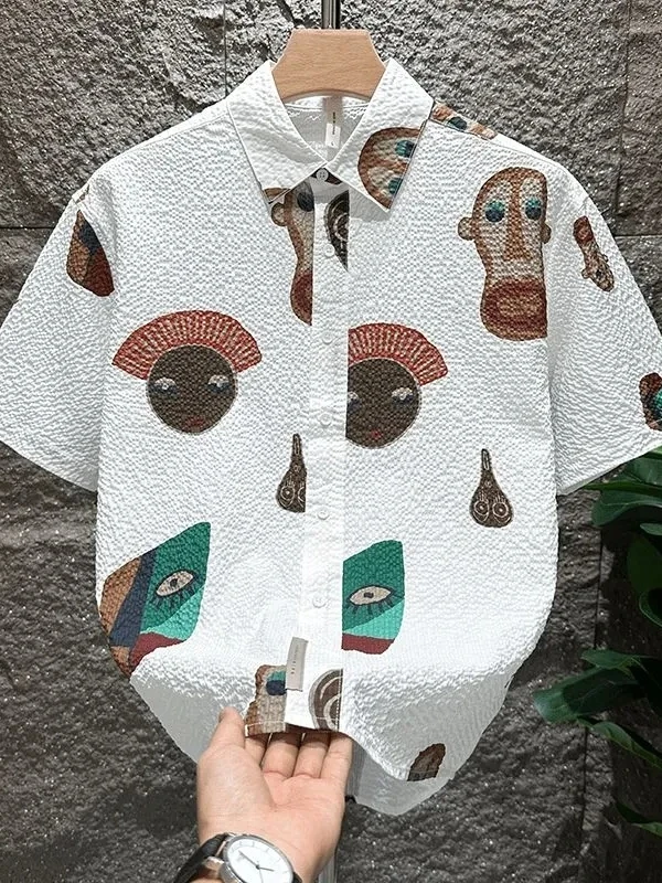 New Men's Printed Short Sleeve Loose Casual Shirt Fashionable Beach Open Cardigan Style Trendy Loose Lengthened Cool Shirt
New Men's Printed Short Sleeve Loose Casual Shirt Fashionable Beach Open Cardigan Style Trendy Loose Lengthened Cool Shirt