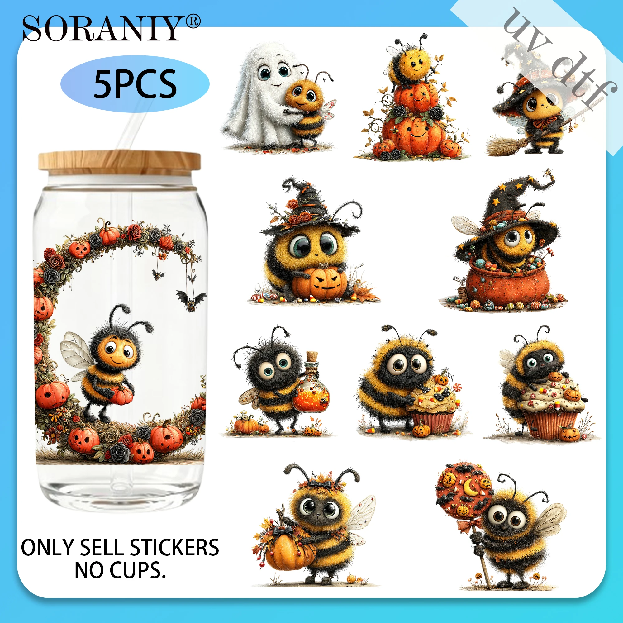 UV DTF 16OZ DIY Transfer Stickers - 5 Pieces/Set Halloween Fuzzy Bee Camping Life Theme
UV DTF 16OZ DIY Transfer Stickers - 5 Pieces/Set Halloween Fuzzy Bee Camping Life Theme
