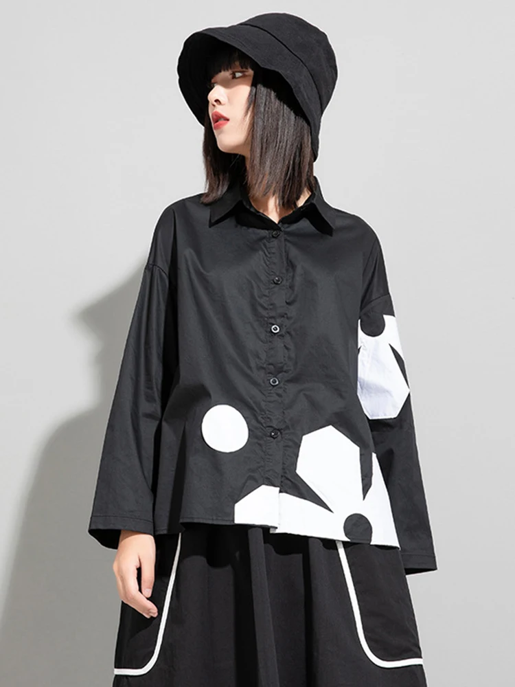 Women Black Flower Pattern Big Size Blouse New Lapel Long Sleeve Loose Fit Shirt Fashion Tide Spring Autumn
Women Black Flower Pattern Big Size Blouse New Lapel Long Sleeve Loose Fit Shirt Fashion Tide Spring Autumn