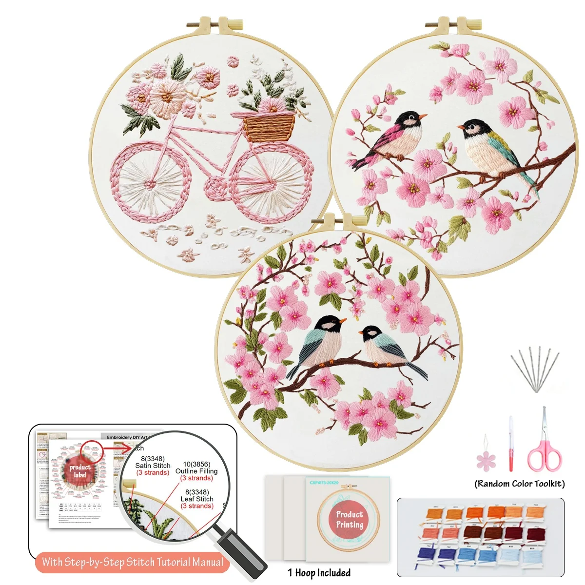 3pc of DIY embroidery material kits for beginner, including needles, threads, embroide Starter Kit Cross Stitch Art for Gift
3pc of DIY embroidery material kits for beginner, including needles, threads, embroide Starter Kit Cross Stitch Art for Gift