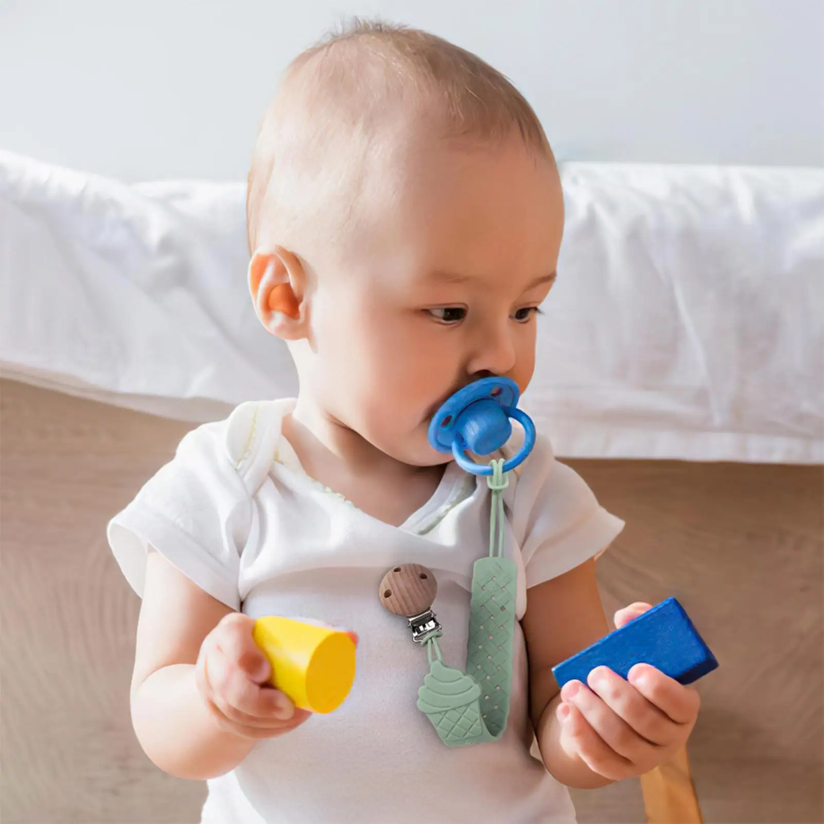 Pacifier Clip Toddler Teether Charm Soft Calming Pacifier Clip with Texture for Soothing Comfort Car Crib Nursery Night Daycare
Pacifier Clip Toddler Teether Charm Soft Calming Pacifier Clip with Texture for Soothing Comfort Car Crib Nursery Night Daycare