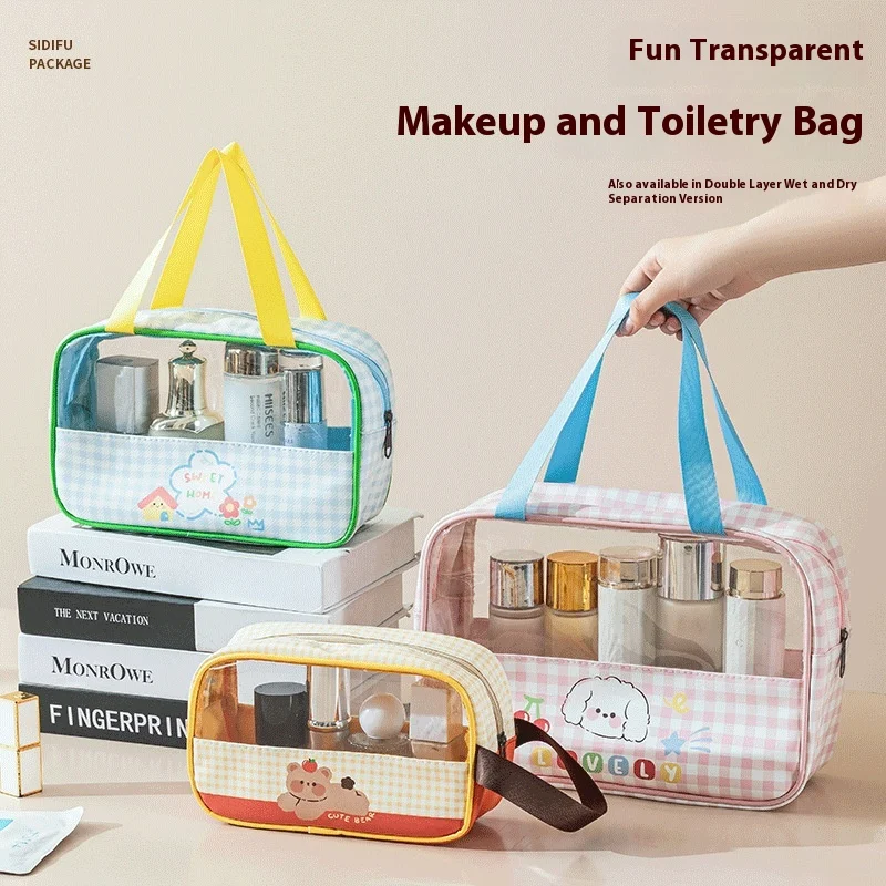 Fun Clear PVC Makeup Bag - Waterproof Double Layer Cosmetic Organizer with Wet/Dry Separation, Portable Travel Toiletry Pouch
Fun Clear PVC Makeup Bag - Waterproof Double Layer Cosmetic Organizer with Wet/Dry Separation, Portable Travel Toiletry Pouch