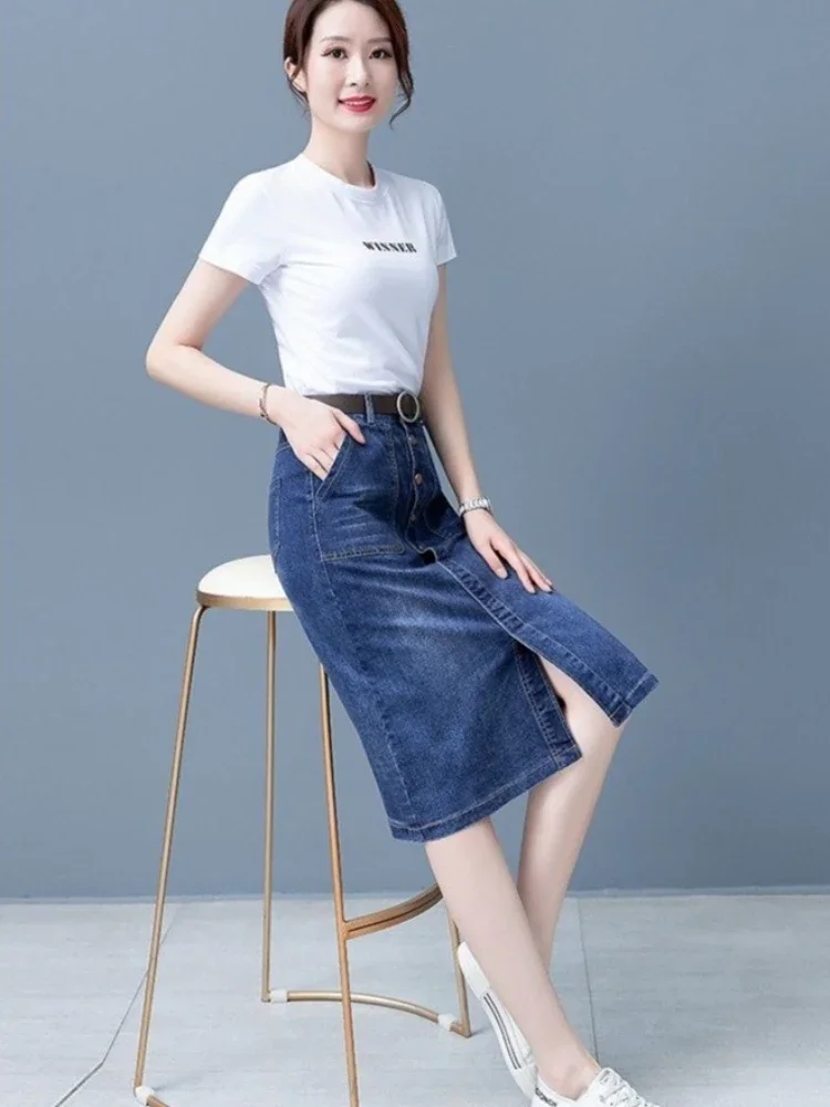 Woman Denim Skirt Aesthetic Luxury Elegant Premium Korean Fashion Chic Summer 2025 Style Midi High Waist Jeans Skirts for Women
Woman Denim Skirt Aesthetic Luxury Elegant Premium Korean Fashion Chic Summer 2025 Style Midi High Waist Jeans Skirts for Women
