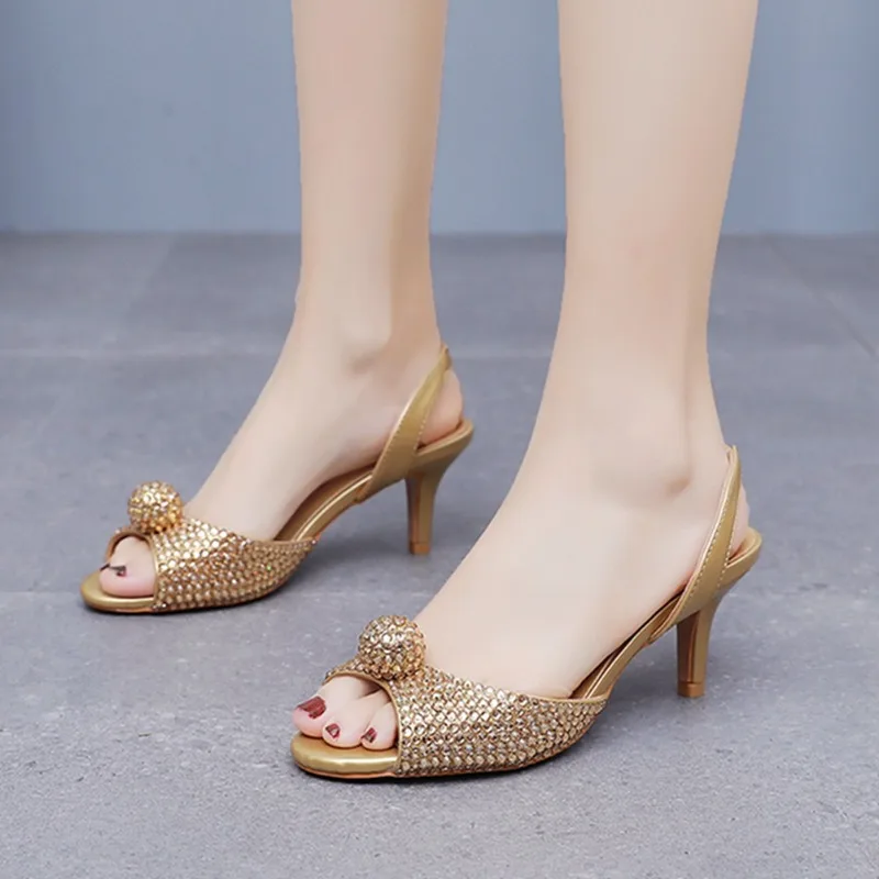 Golden Rhinestone Luxury Wedding Shoes Women Stiletto Open Toe Back Strap High Heels Dress Sandals Party Shoes Zapatos Mujer
Golden Rhinestone Luxury Wedding Shoes Women Stiletto Open Toe Back Strap High Heels Dress Sandals Party Shoes Zapatos Mujer